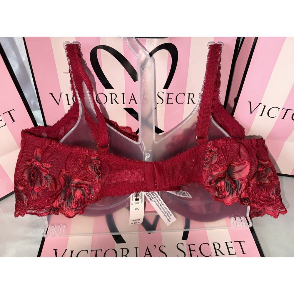 Victoria's Secret Bra Very Sexy Low Cut Demi Rose Print 38C - Picture 4 of 5
